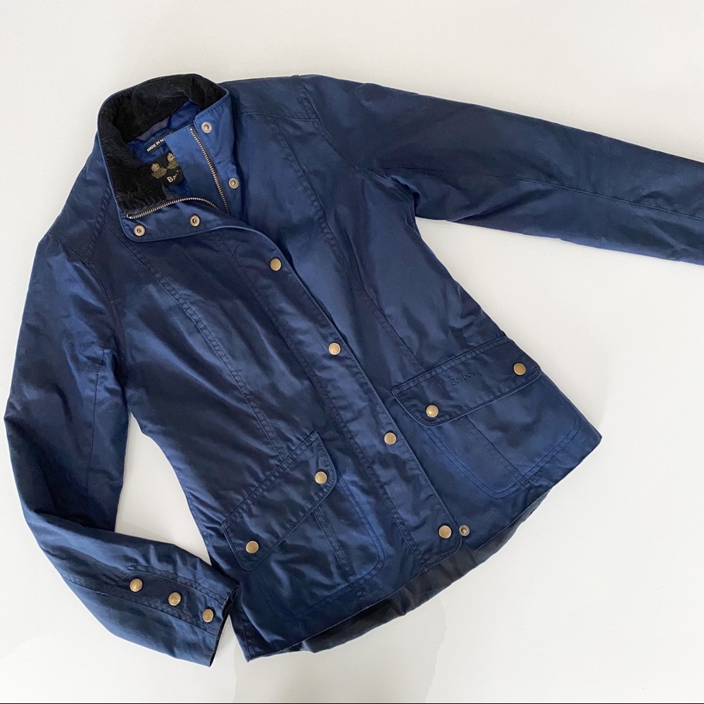 Navy Barbour Waxed Cotton Jacket